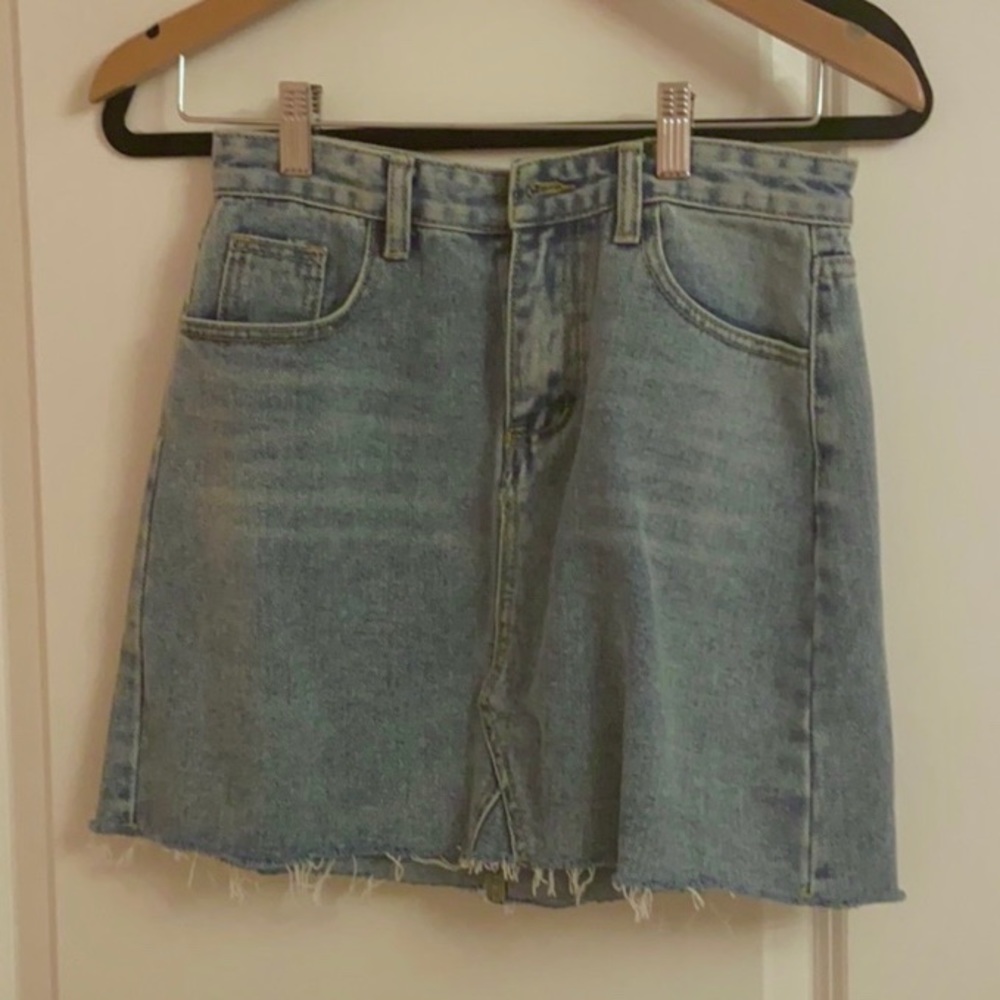 korean vintage distressed denim mini skirt